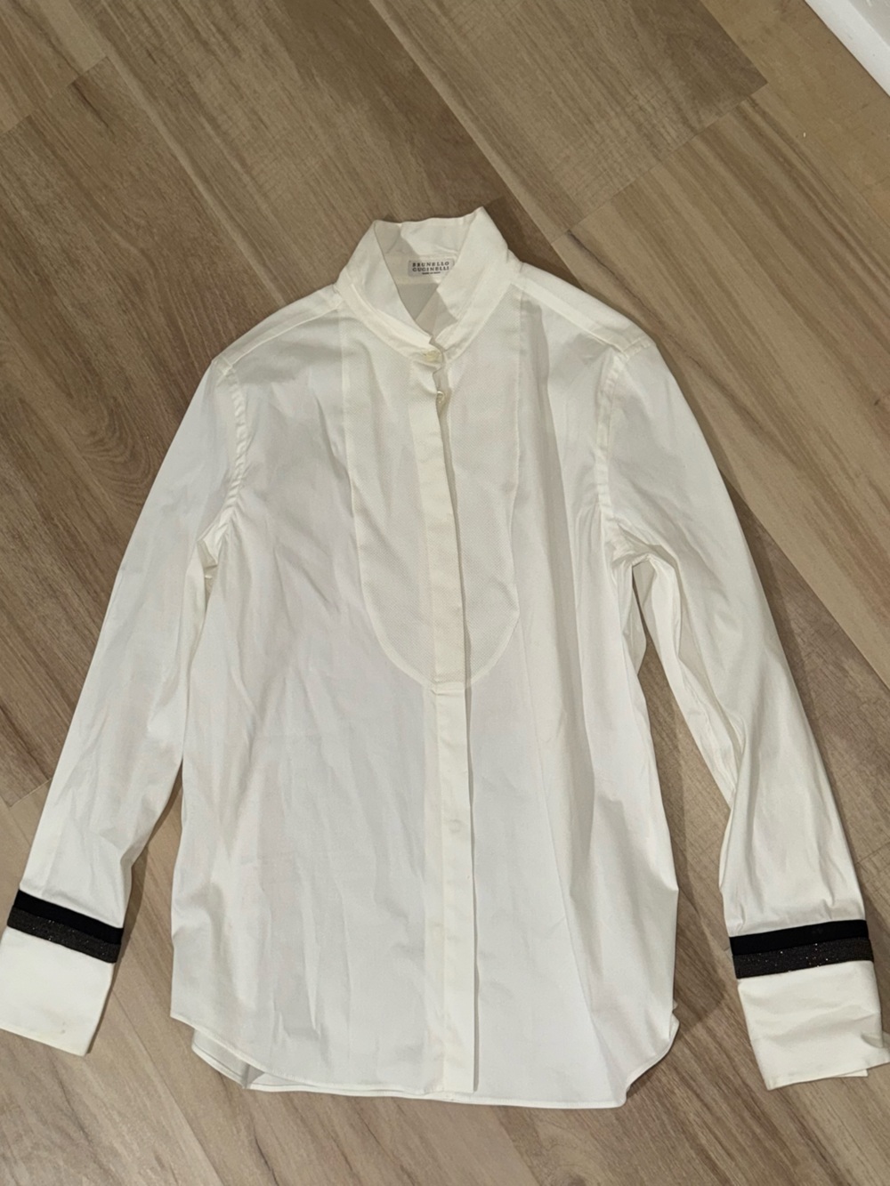 Brunello Cucinelli Cream Textured-Front Dress Shirt